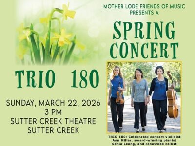 Mother Lode Friends of Music presents Trio 180 – violin, cello, piano